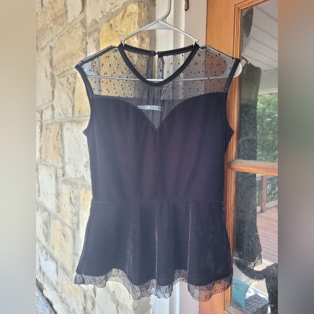 Maurice's Women's Velour/Lace Peplum Top